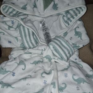 Carter's Green & White Dinosaur Print Kids Robe